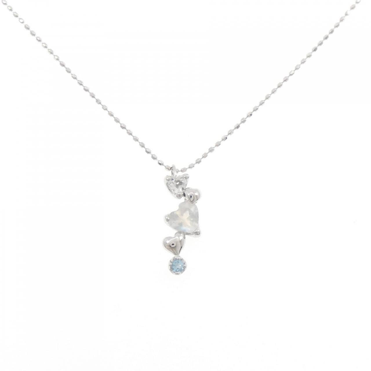 K18WG ハート ムーンストーン ネックレス 0.31CT