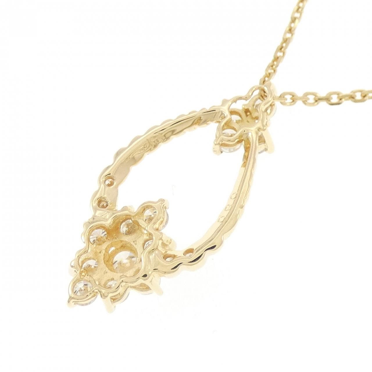 K18YG フラワー ダイヤモンド ネックレス 0.80CT