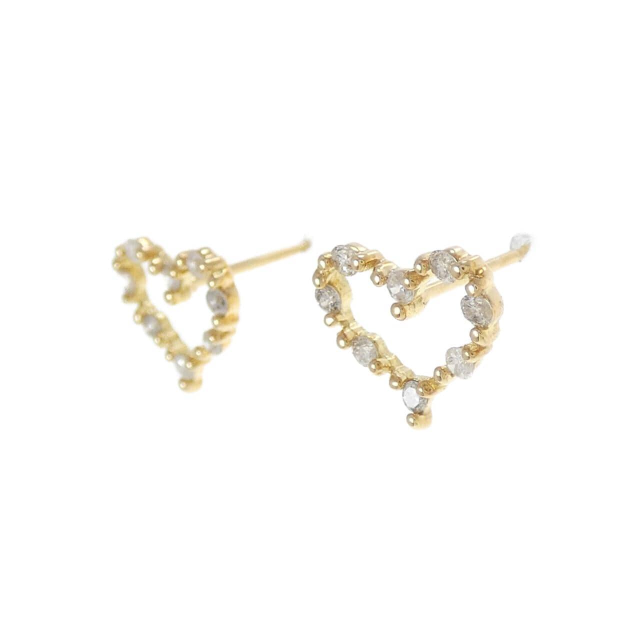 【新品】K18YG ハート ダイヤモンド ピアス 0.20CT