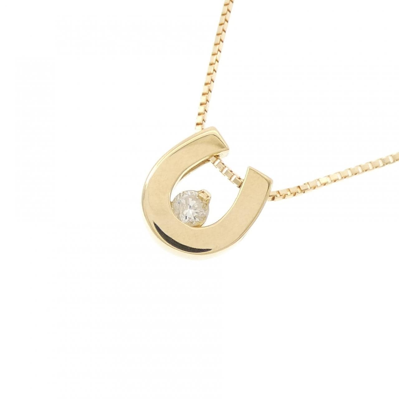 K18YG ホースシュー ダイヤモンド ネックレス 0.07CT
