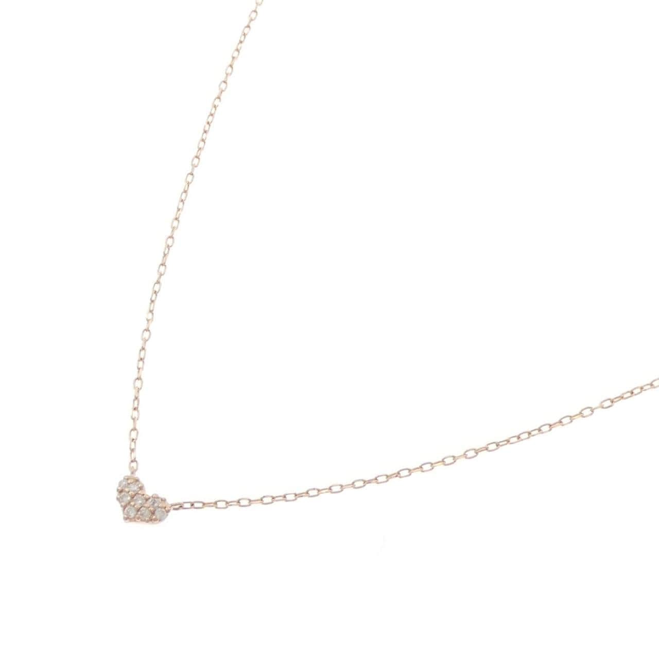 K10PG/K10YG ハート ダイヤモンド ネックレス