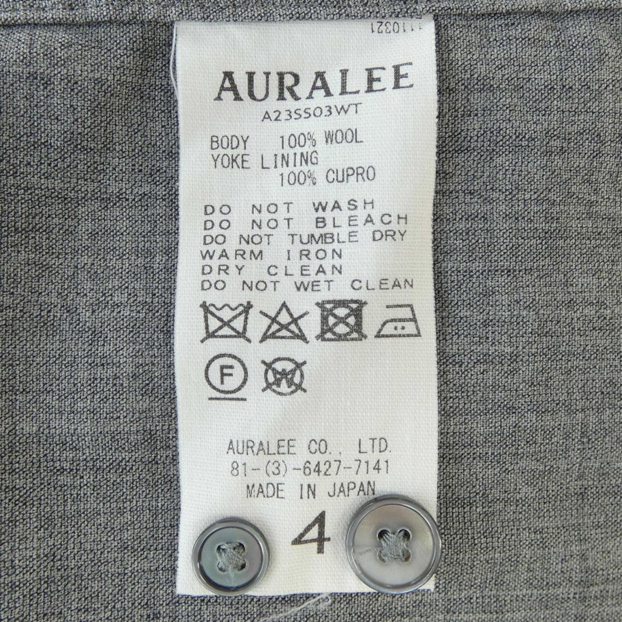 オーラリー AURALEE A23SS03WT シャツ