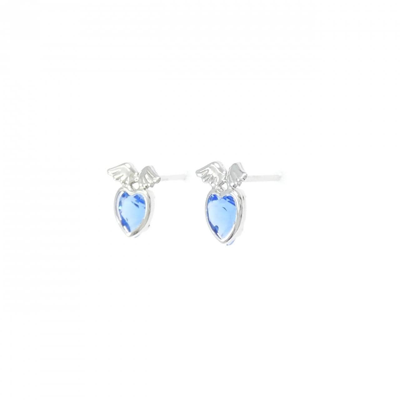 K14WG ハート 合成クオーツ ピアス