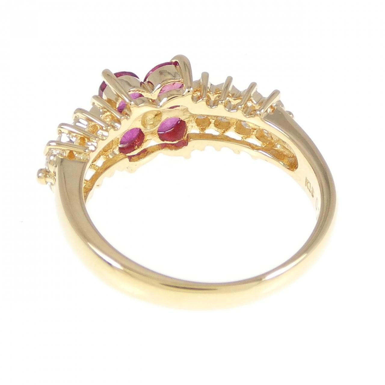 K18YG フラワー ルビー リング 0.70CT