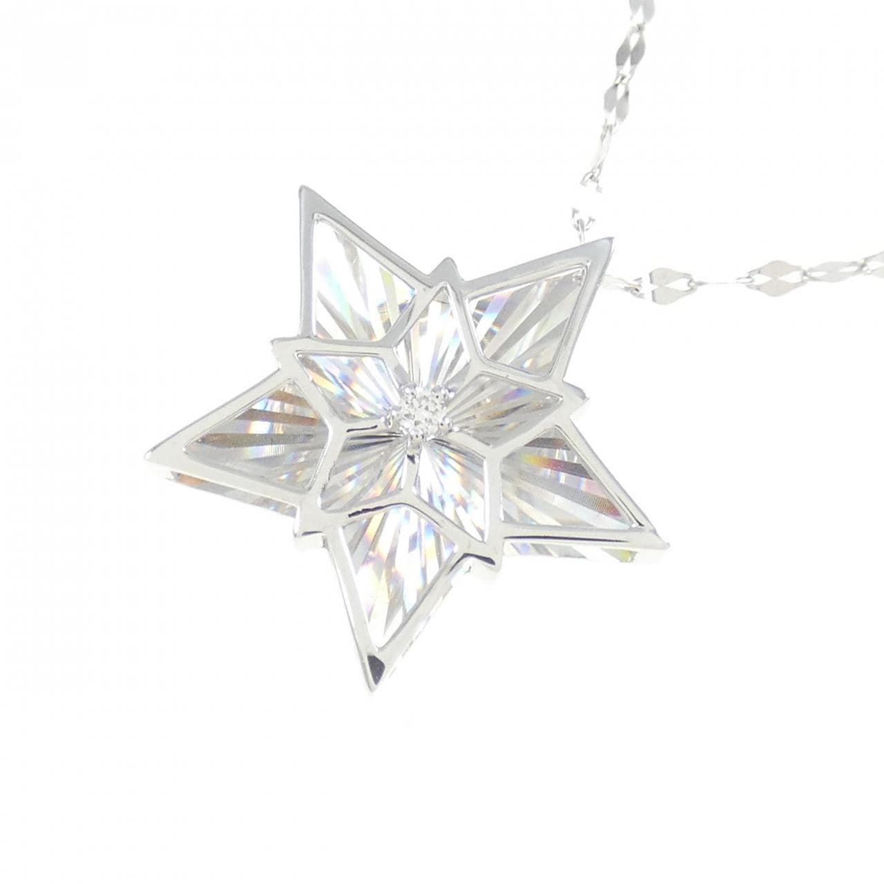 【新品】K18WG スター ダイヤモンド ネックレス 0.01CT
