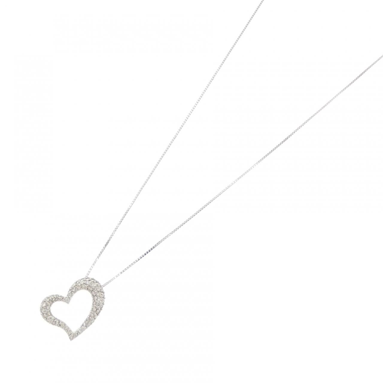 K18WG ハート ダイヤモンド ネックレス 0.52CT