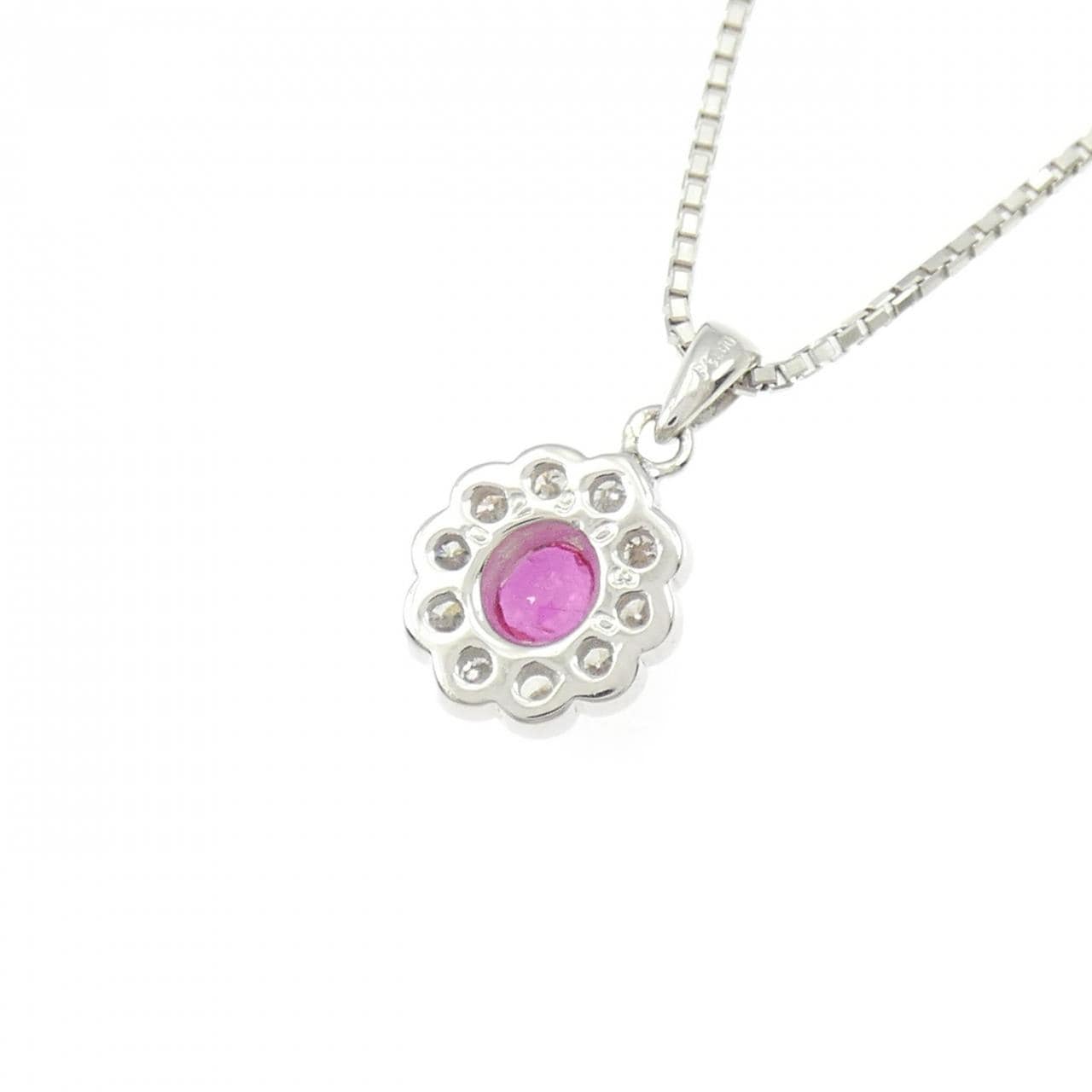 PT900/PT850 フラワー ルビー ネックレス 0.29CT