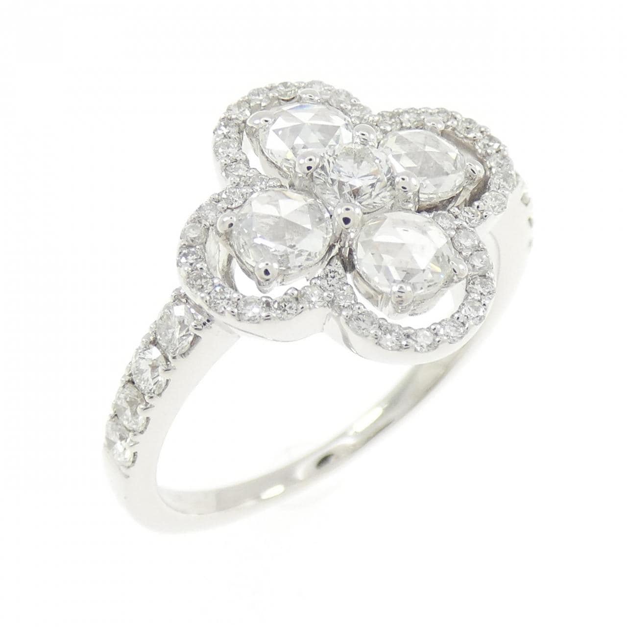 K18WG フラワー ダイヤモンド リング 1.00CT