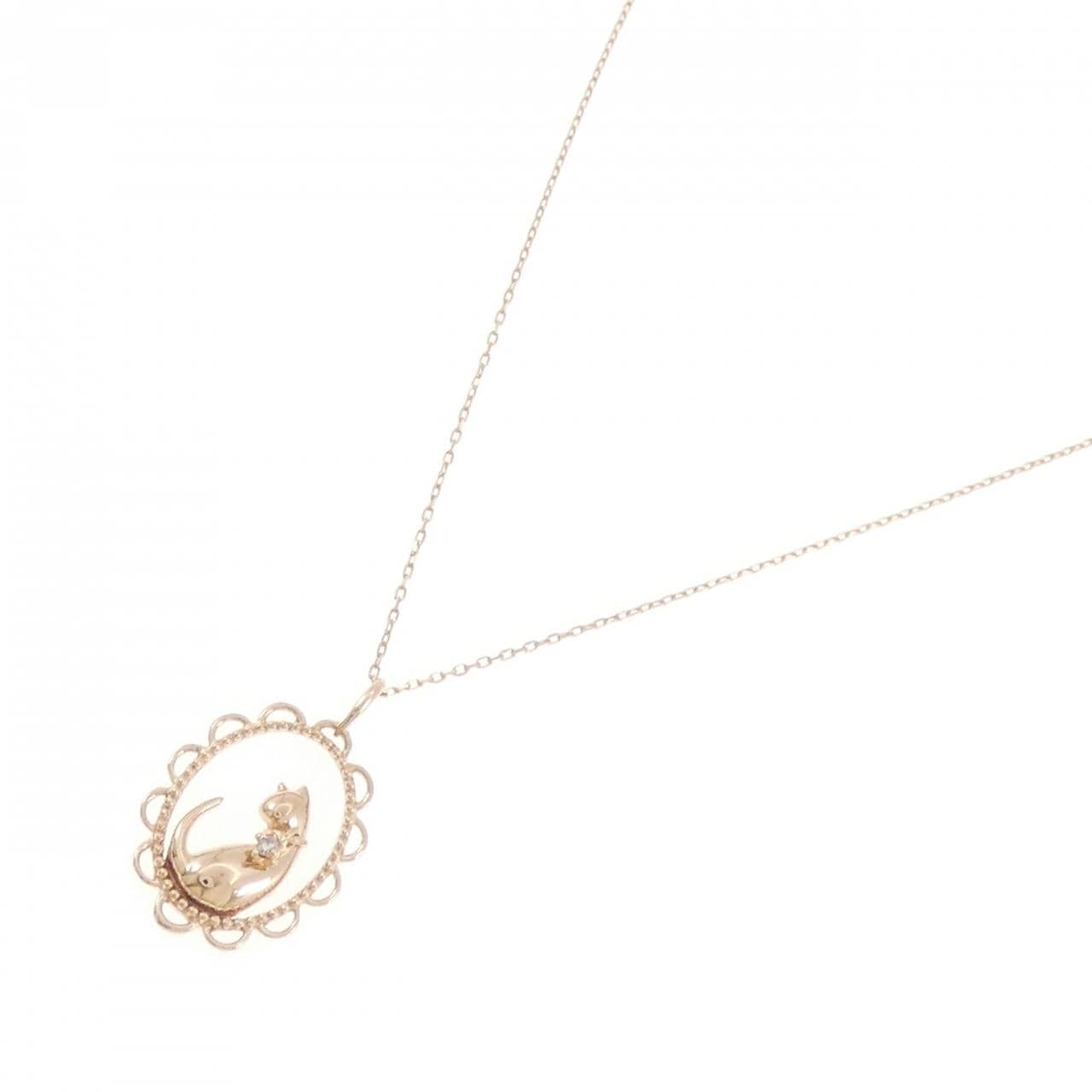 K10PG キャット ダイヤモンド ネックレス 0.01CT