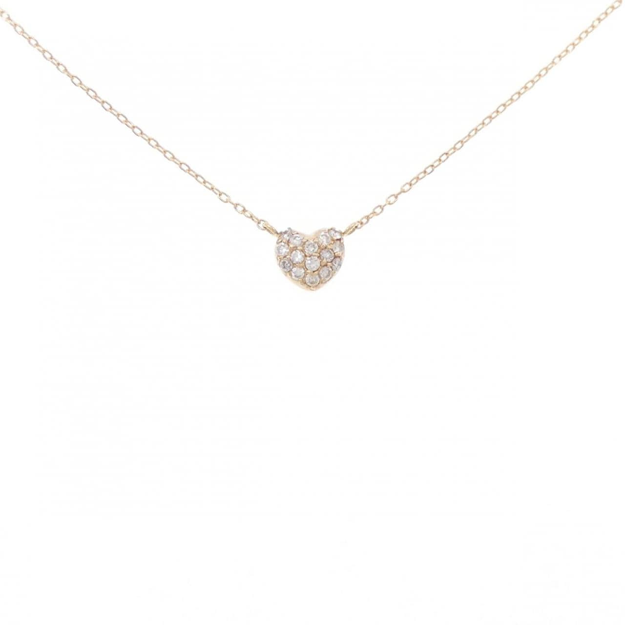 K18YG ハート パヴェ ダイヤモンド ネックレス 0.21CT