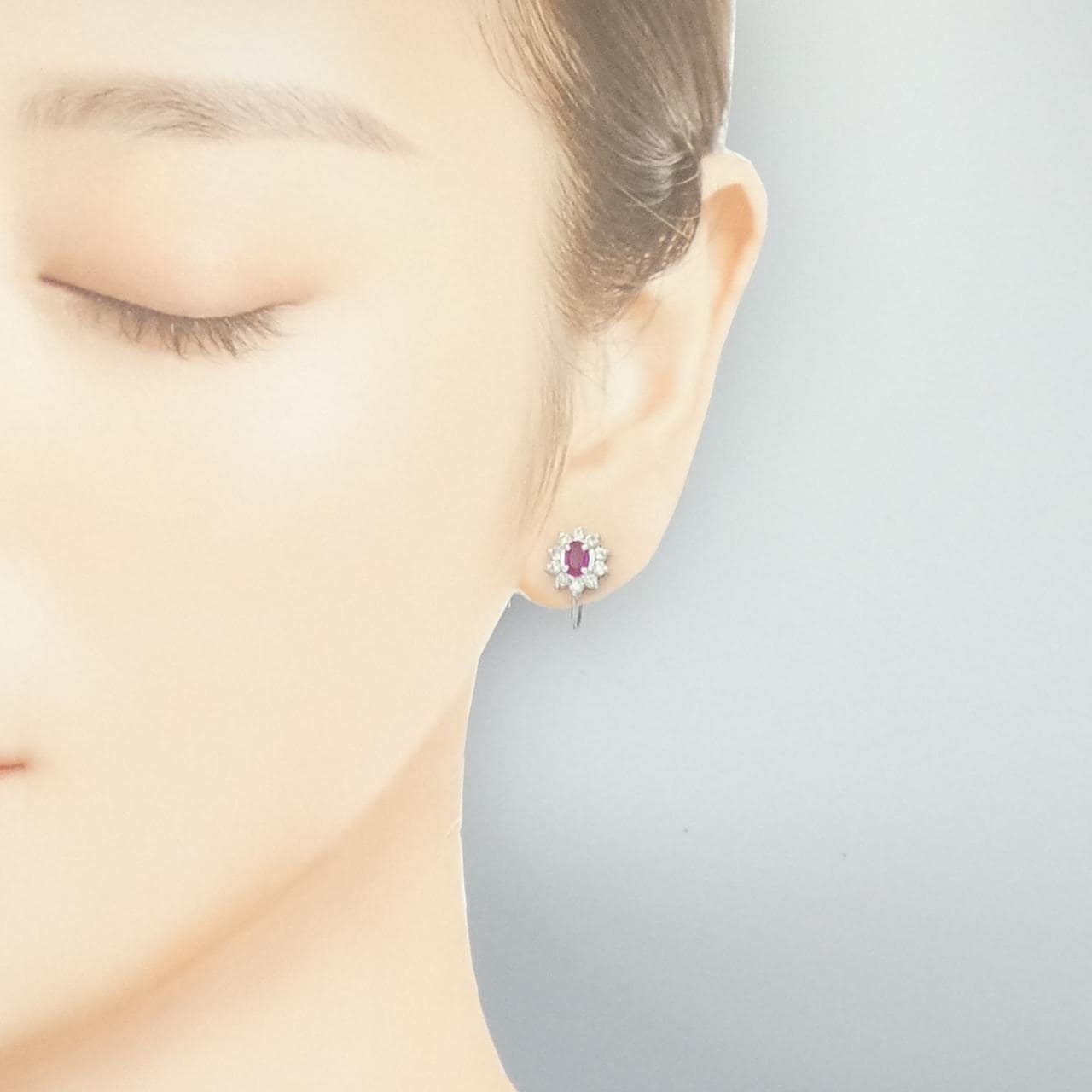 PT900 ルビー イヤリング