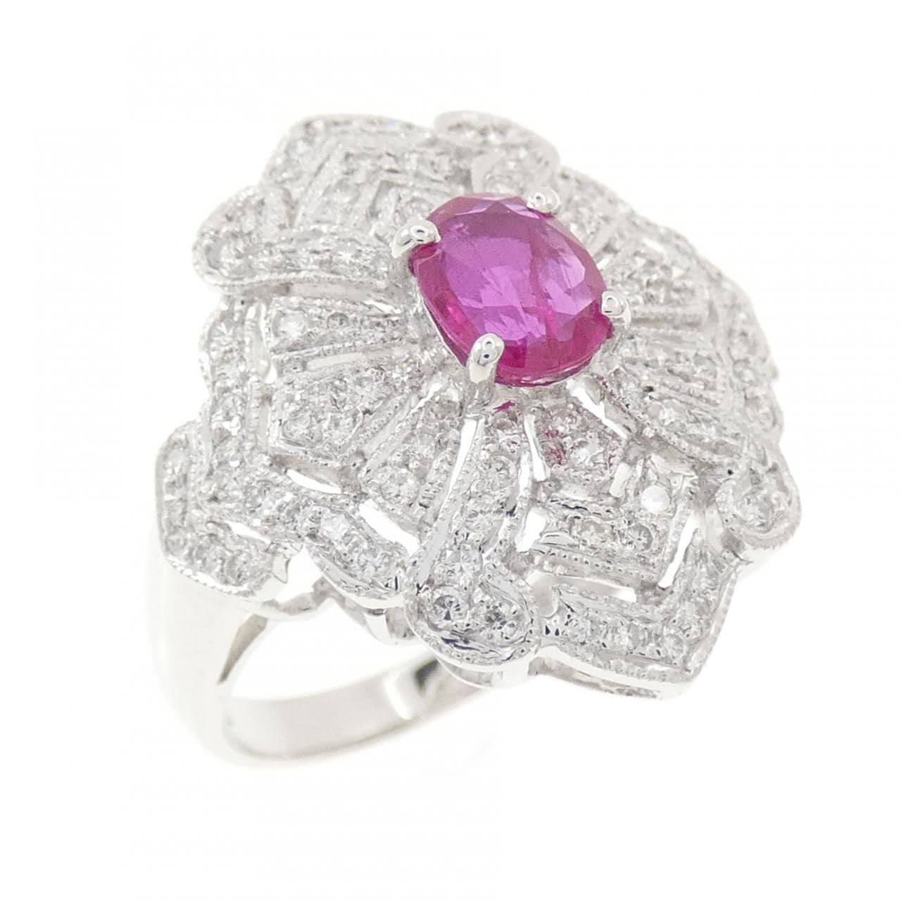 K18WG ルビー リング 0.75CT