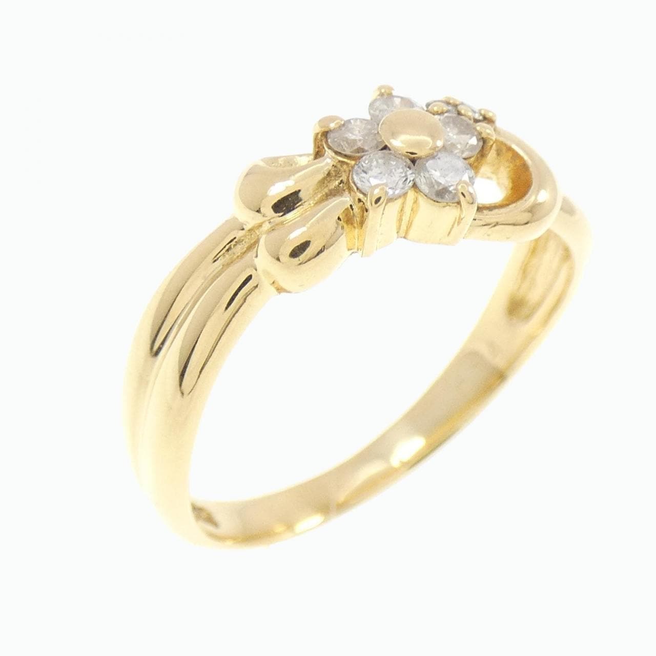 K18YG フラワー ダイヤモンド リング 0.14CT