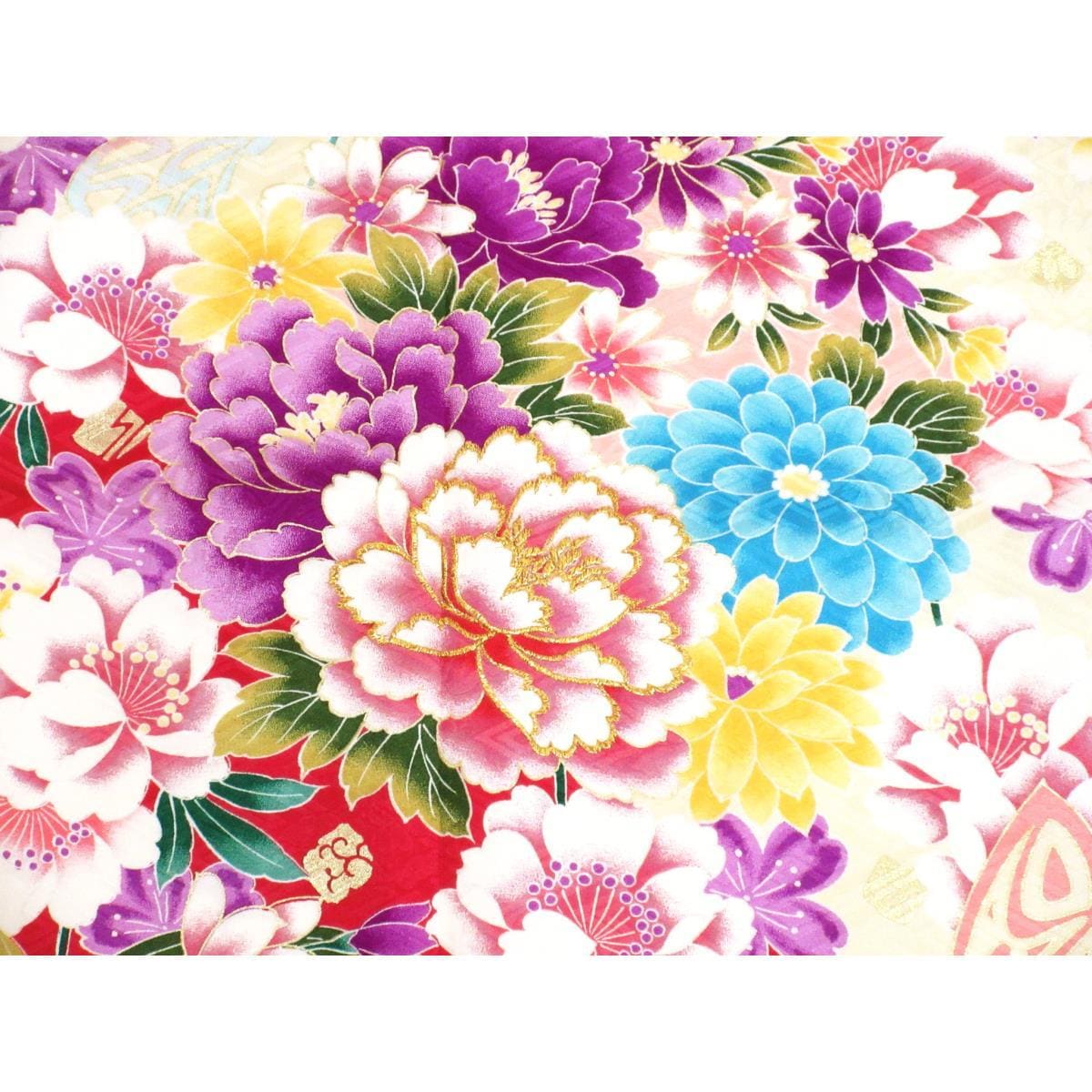 振袖　友禅金彩加工　刺繍入りボカシ染