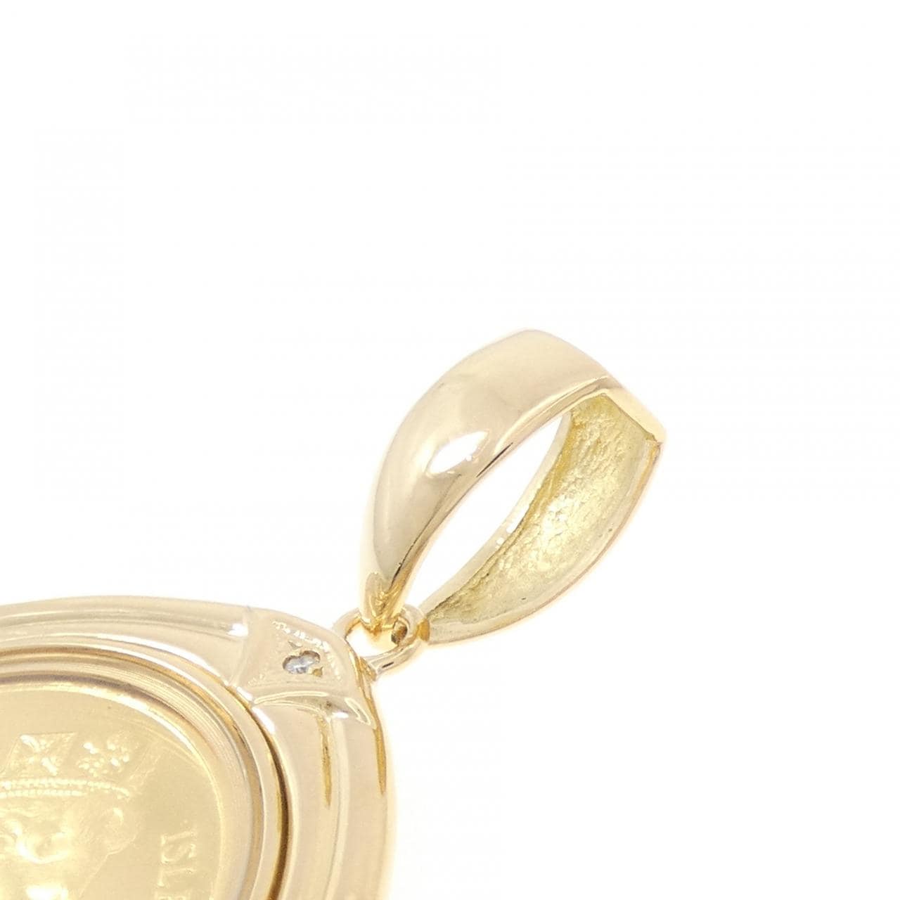 K18YG(枠) ダイヤモンド コイン 0.08CT ペンダント