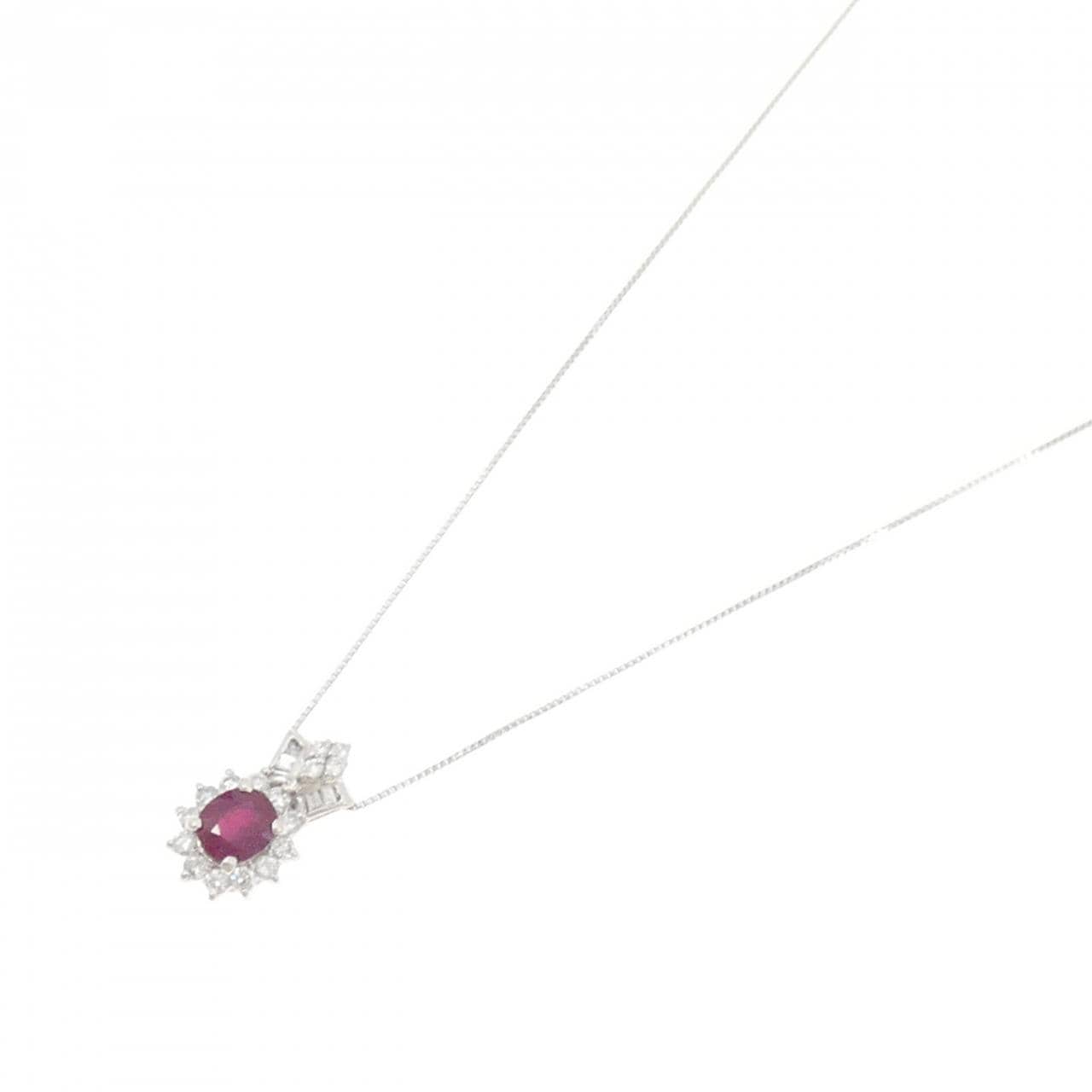PT900/PT850 ルビー ネックレス 1.14CT