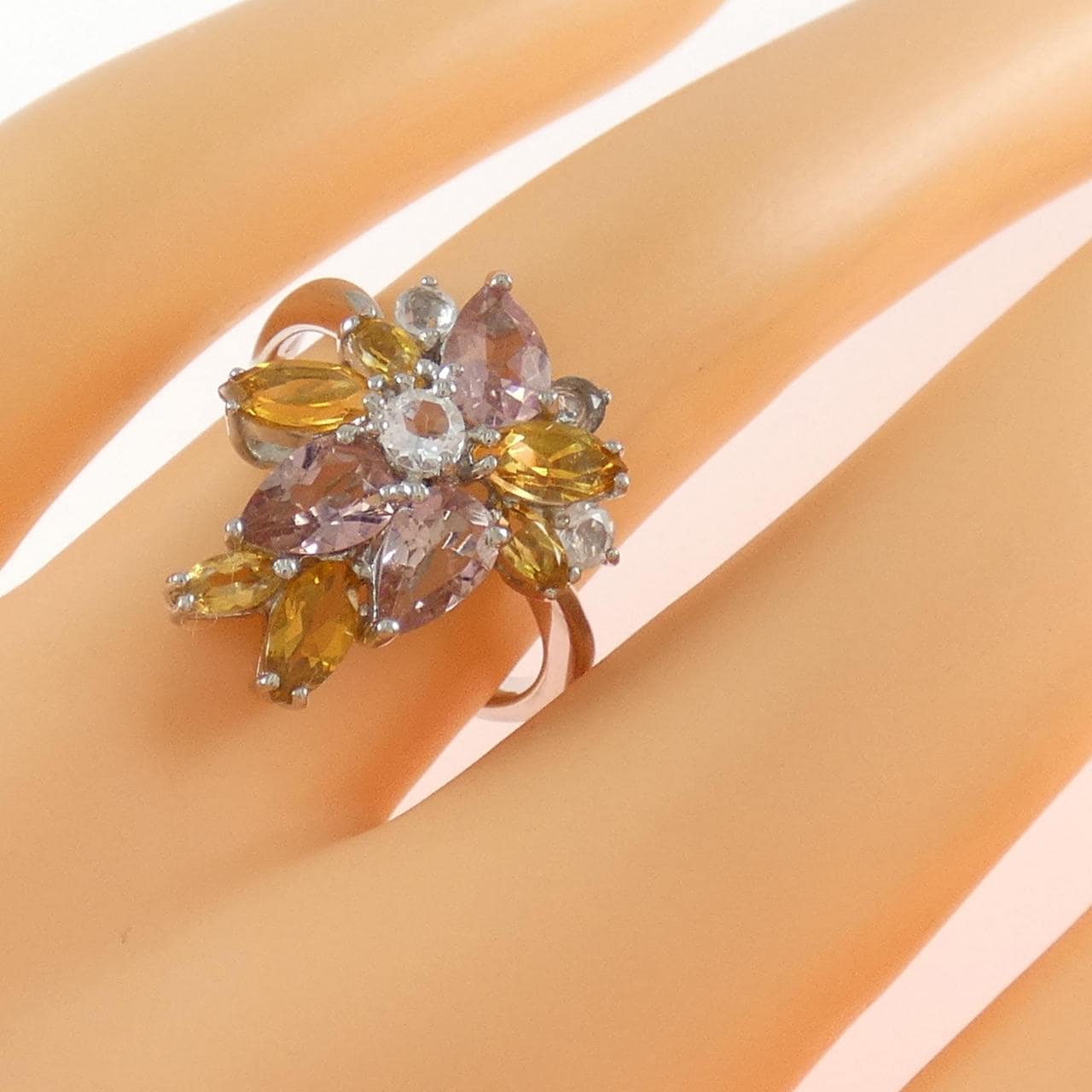 K18WG カラーストーン リング