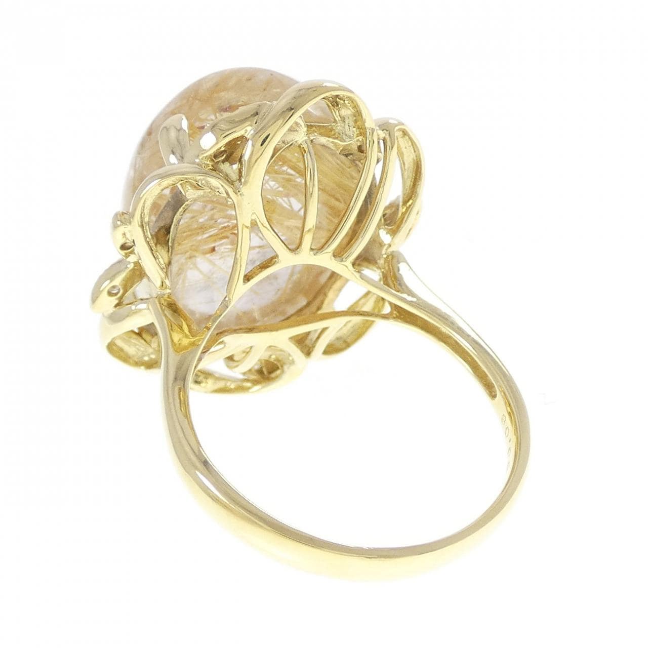K18YG ルチルクオーツ リング 25.5CT