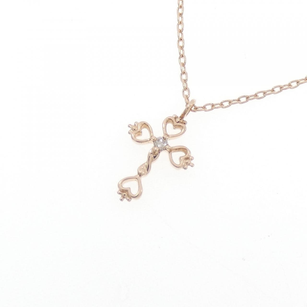 K10PG クロス ダイヤモンド ネックレス