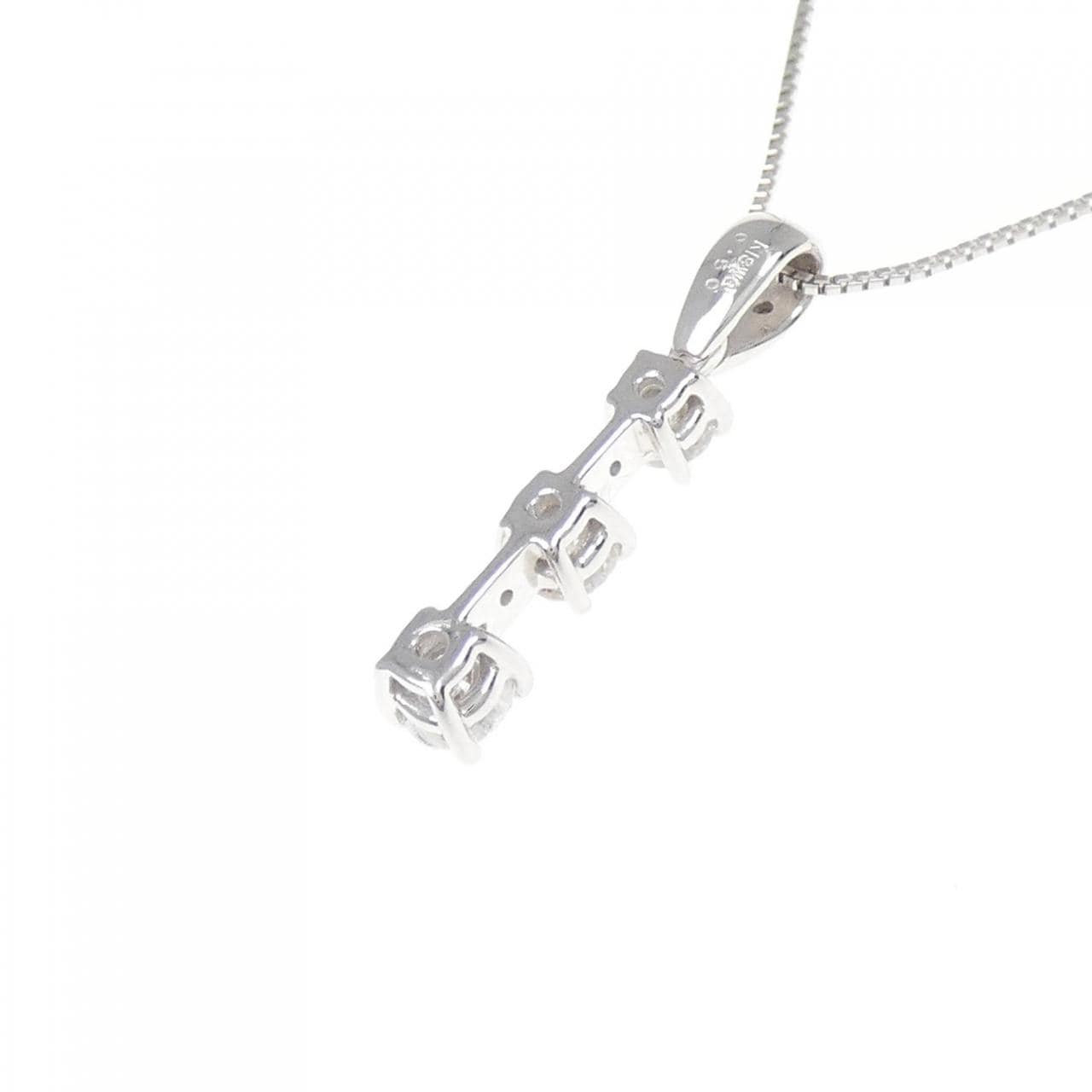 K18WG スリーストーン ダイヤモンド ネックレス 0.50CT