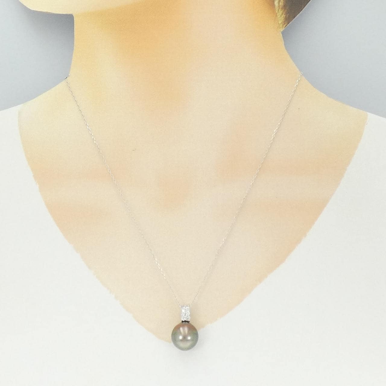 K18WG 黒蝶パール ネックレス 11.9mm