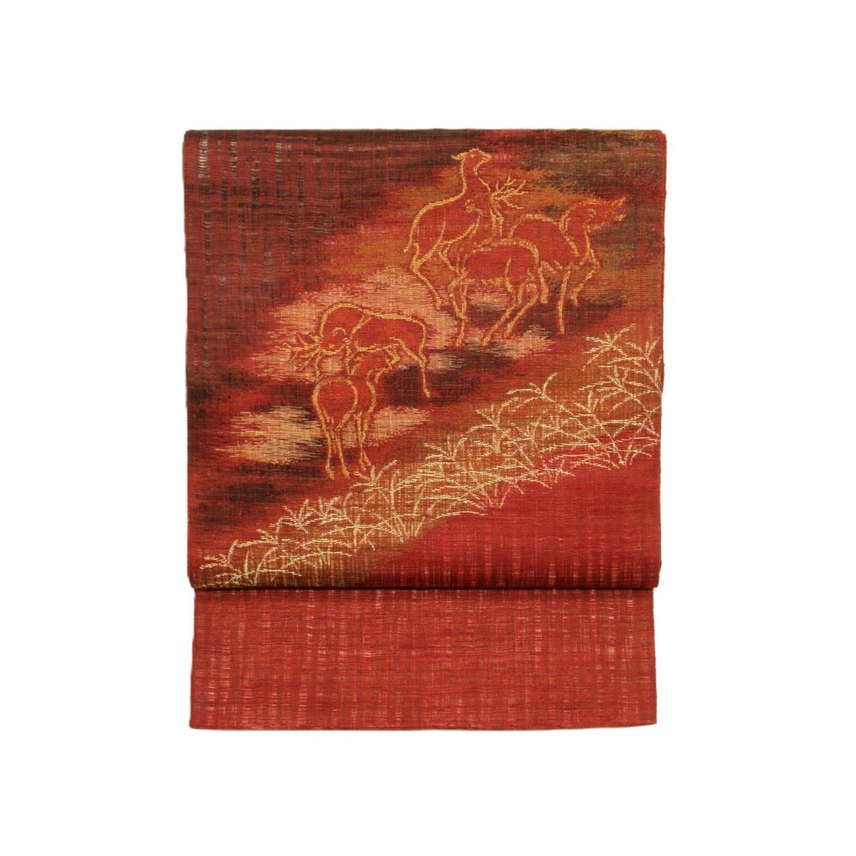 袋帯　紬透かしすくい織　リバーシブル