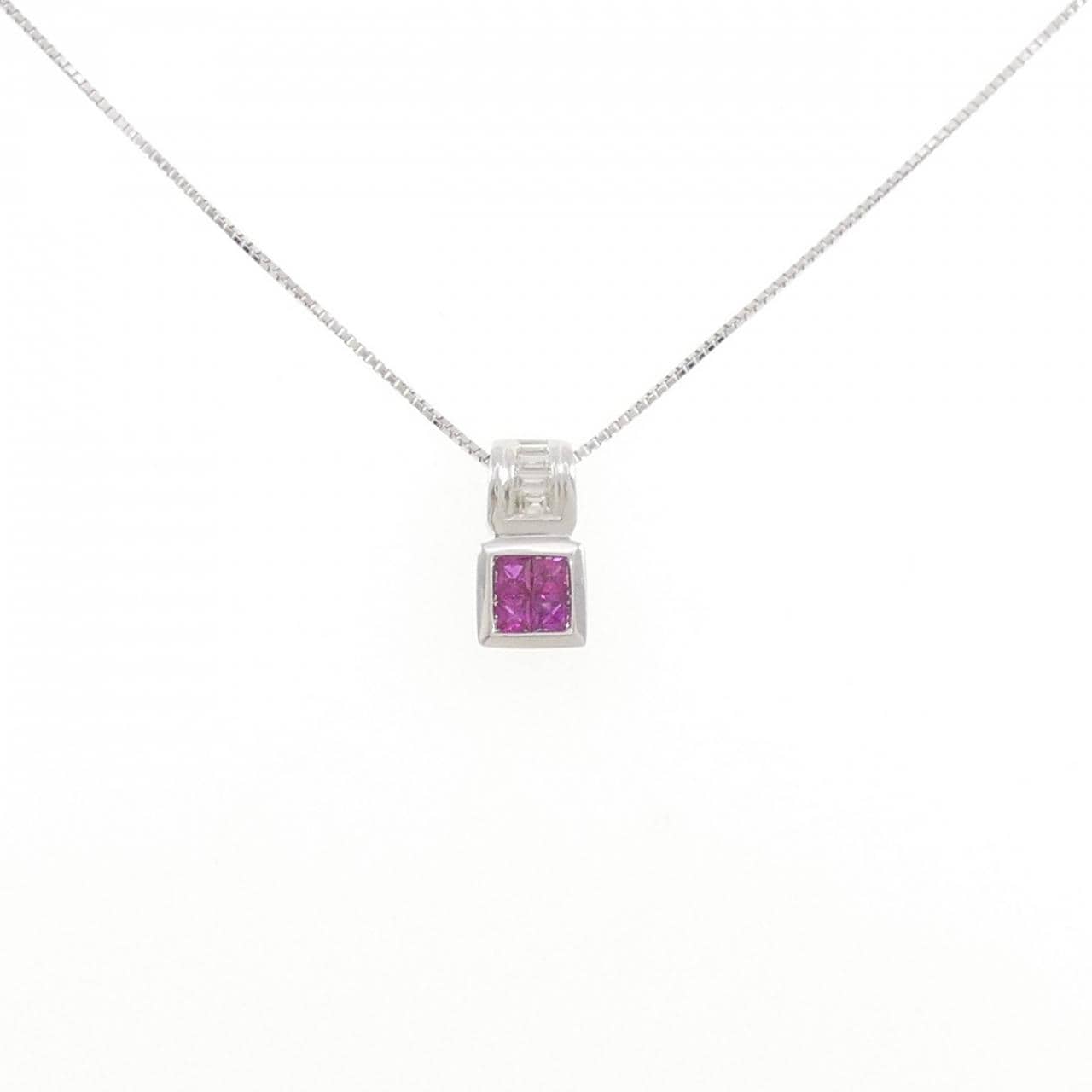 K18WG ルビー ネックレス 0.35CT