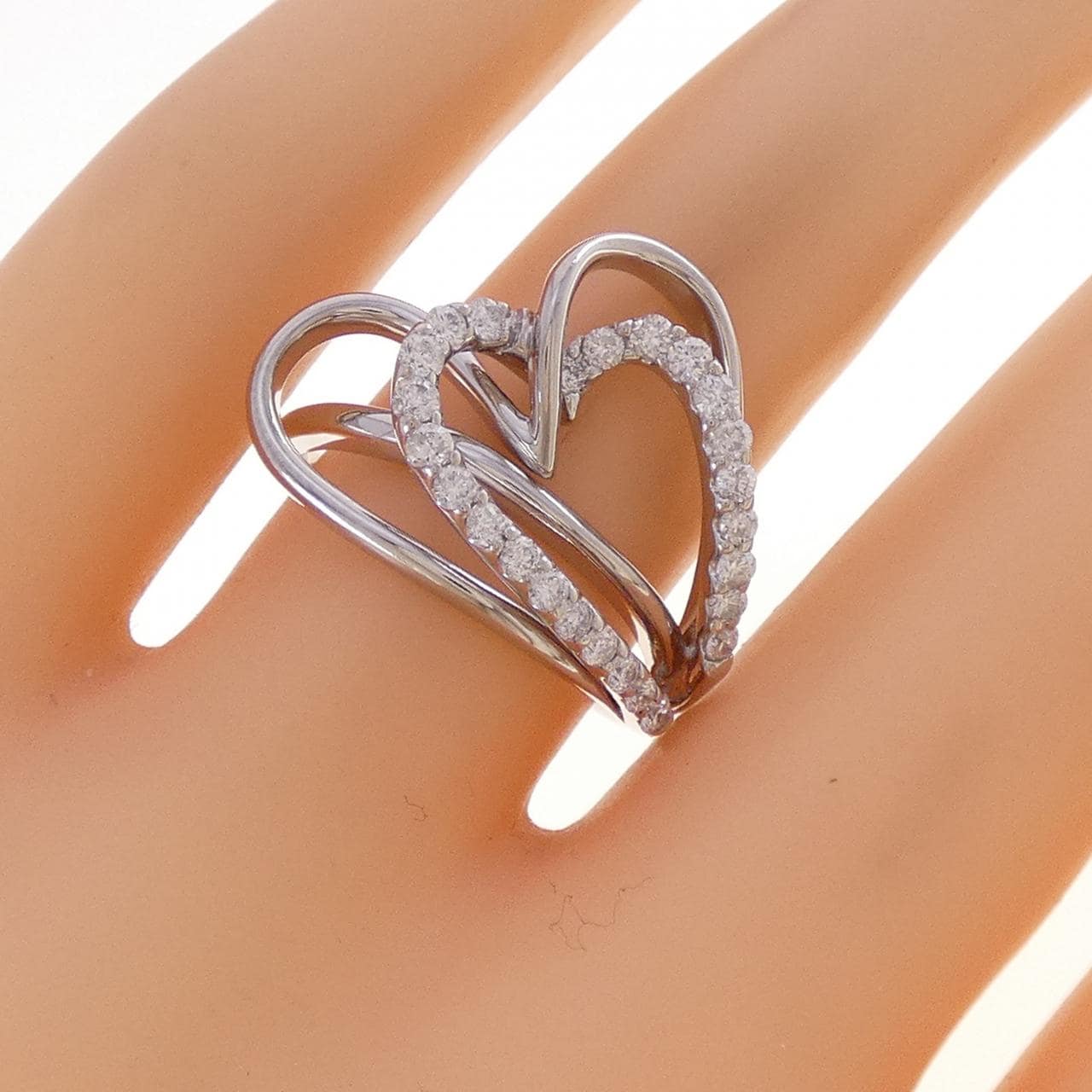 K18WG ハート ダイヤモンド リング 0.50CT