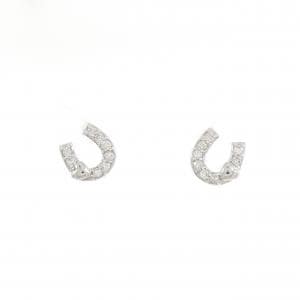 K18WG ホースシュー×ハート ダイヤモンド ピアス 0.10CT