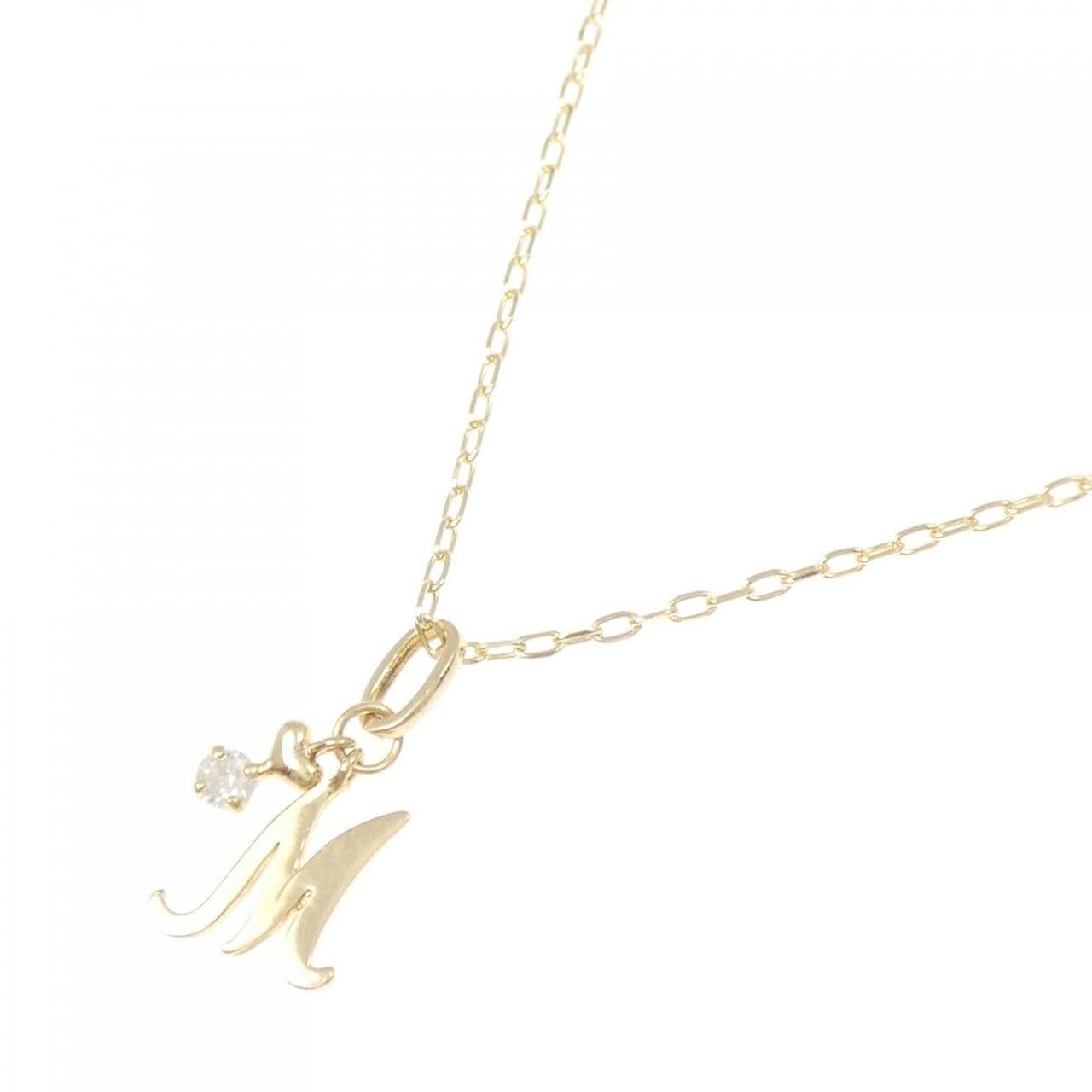 K18YG イニシャルM ダイヤモンド ネックレス