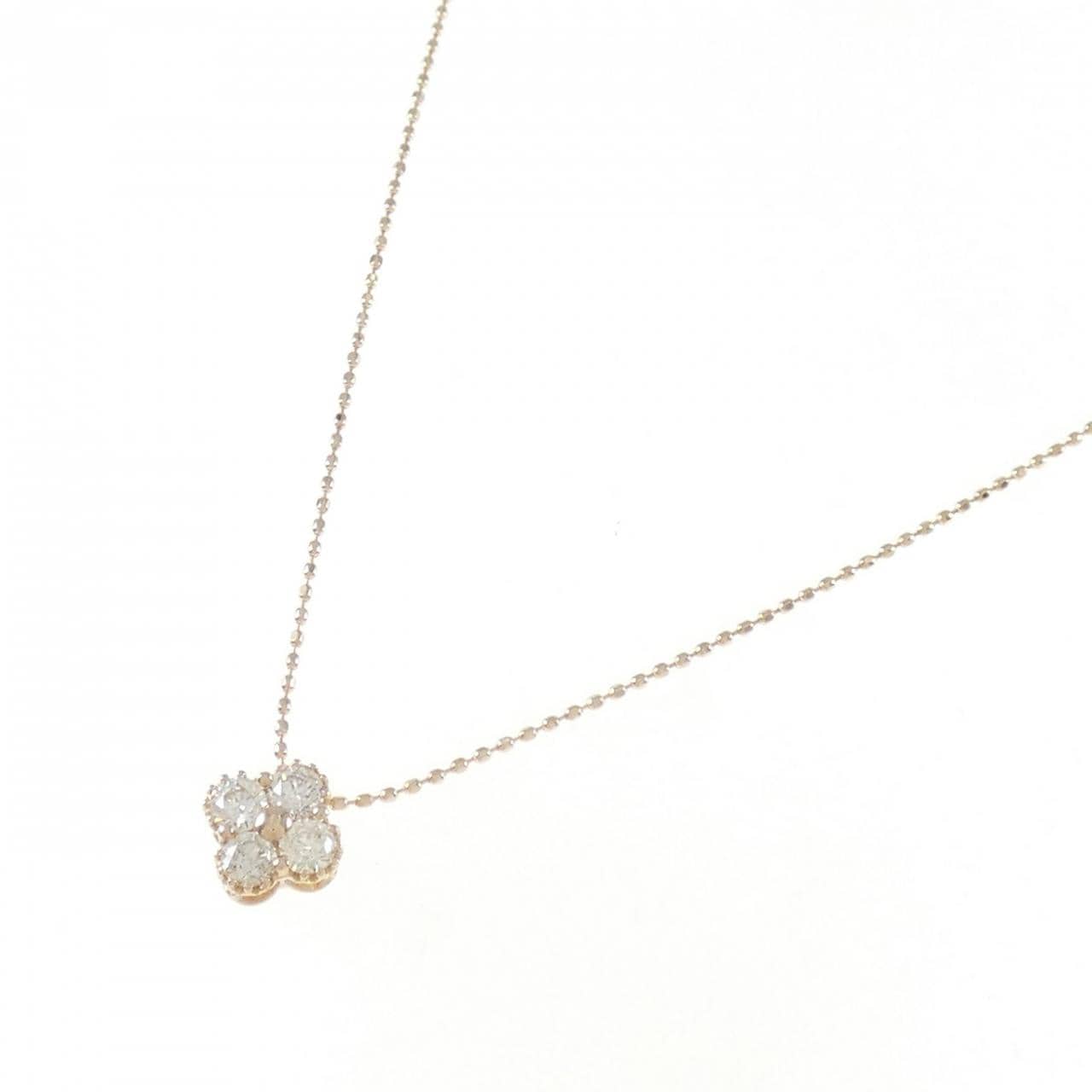 K18PG/K14PG フラワー ダイヤモンド ネックレス 0.36CT