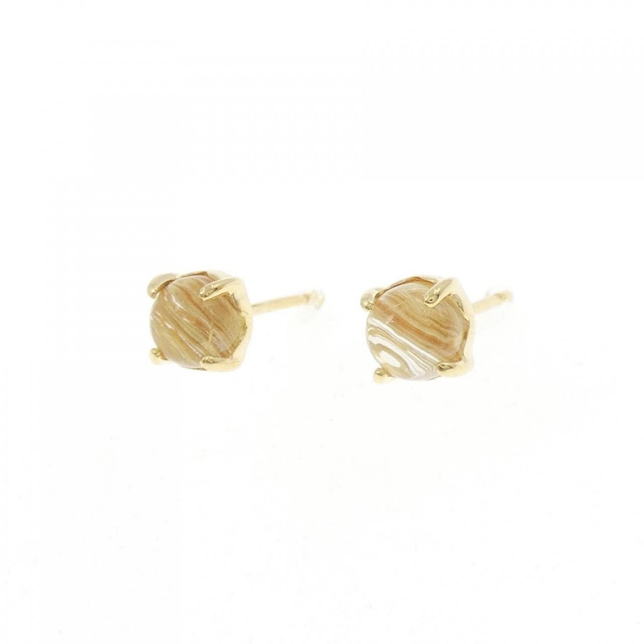 K18YG ルチルクオーツ ピアス 1.46CT