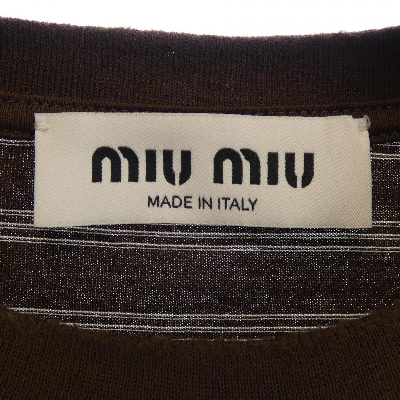 ミュウミュウ MIU MIU MIU MIU ロゴ ジャージー Tシャツ MJN537 SOOO 14RT Tシャツ