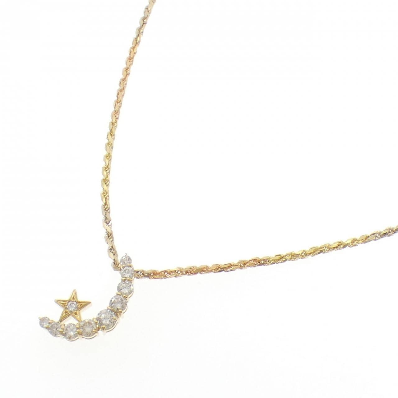 K18YG/750YG ムーン×スター ダイヤモンド ネックレス 1.00CT