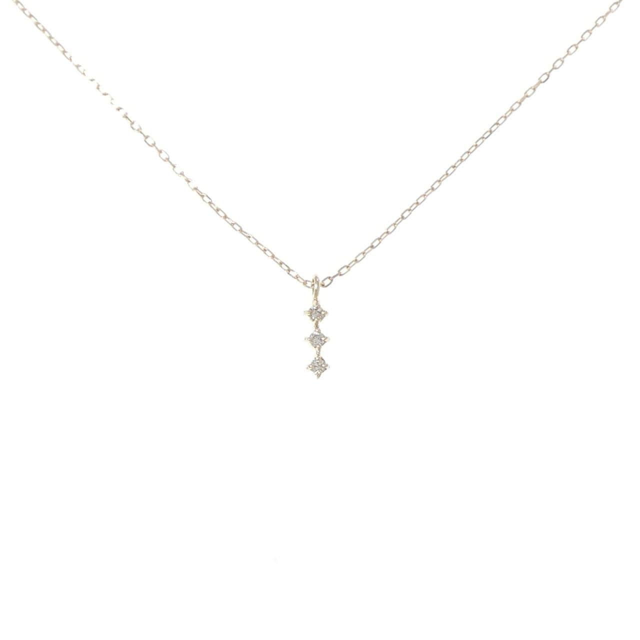 K10YG スリーストーン ダイヤモンド ネックレス 0.01CT