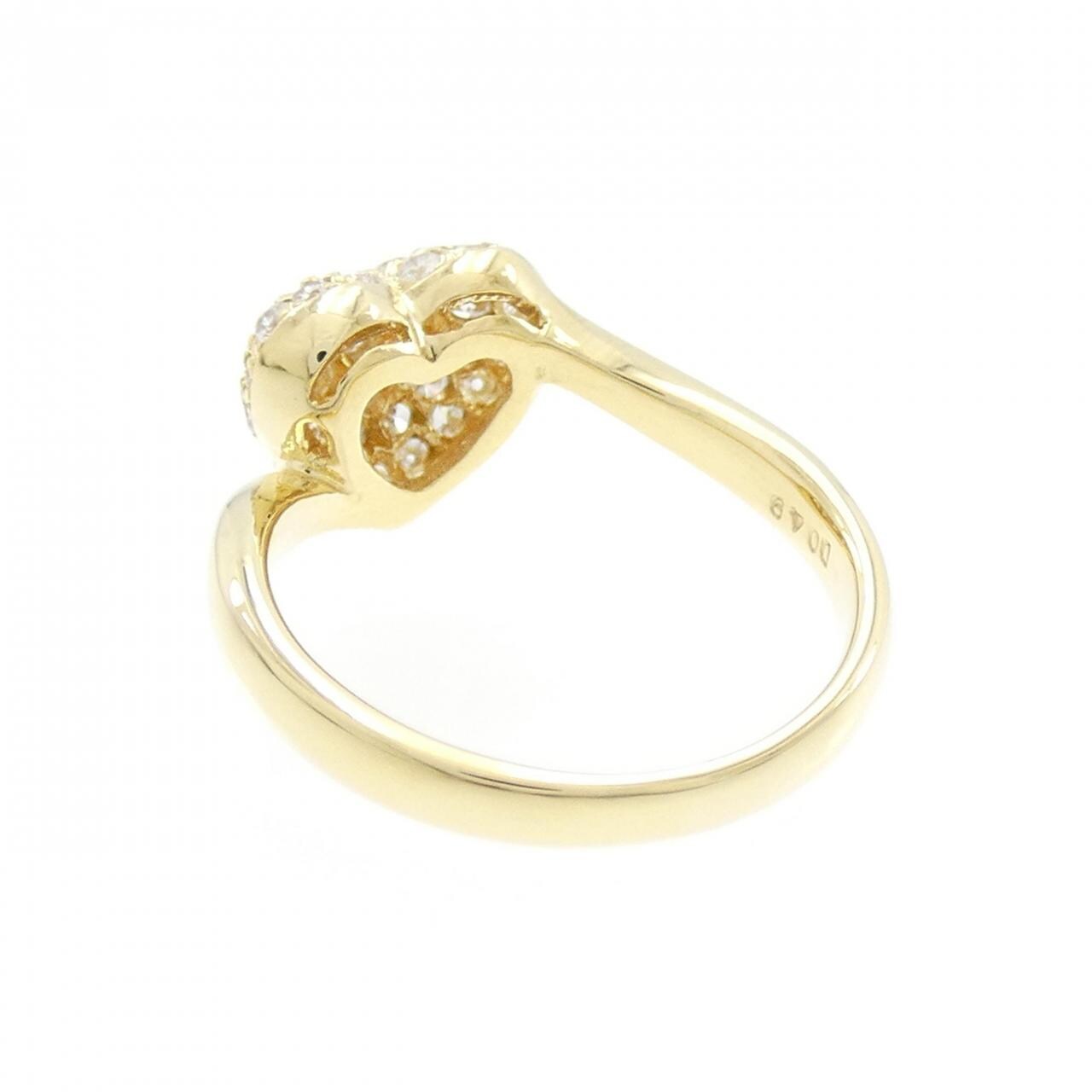 750YG ハート パヴェ ダイヤモンド リング 0.49CT