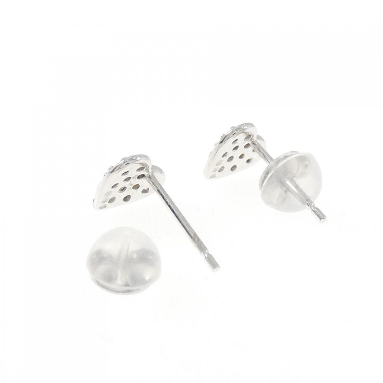 K18WG ハート ダイヤモンド ピアス 0.10CT