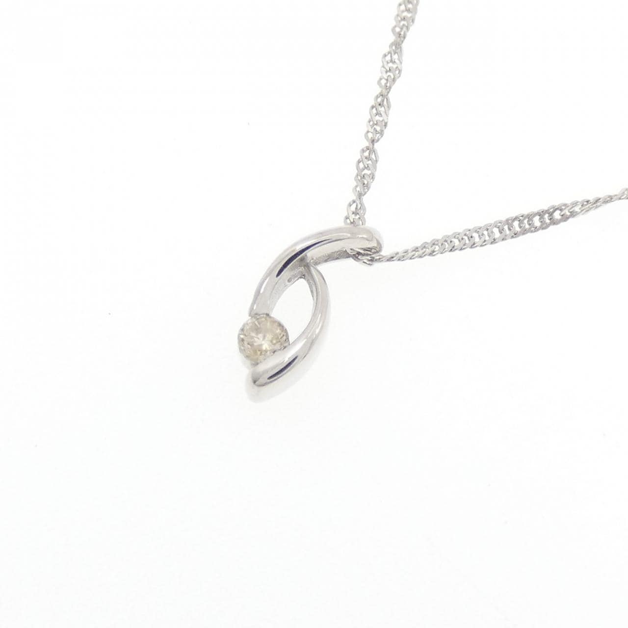 K18WG/750WG ダイヤモンド ネックレス 0.03CT