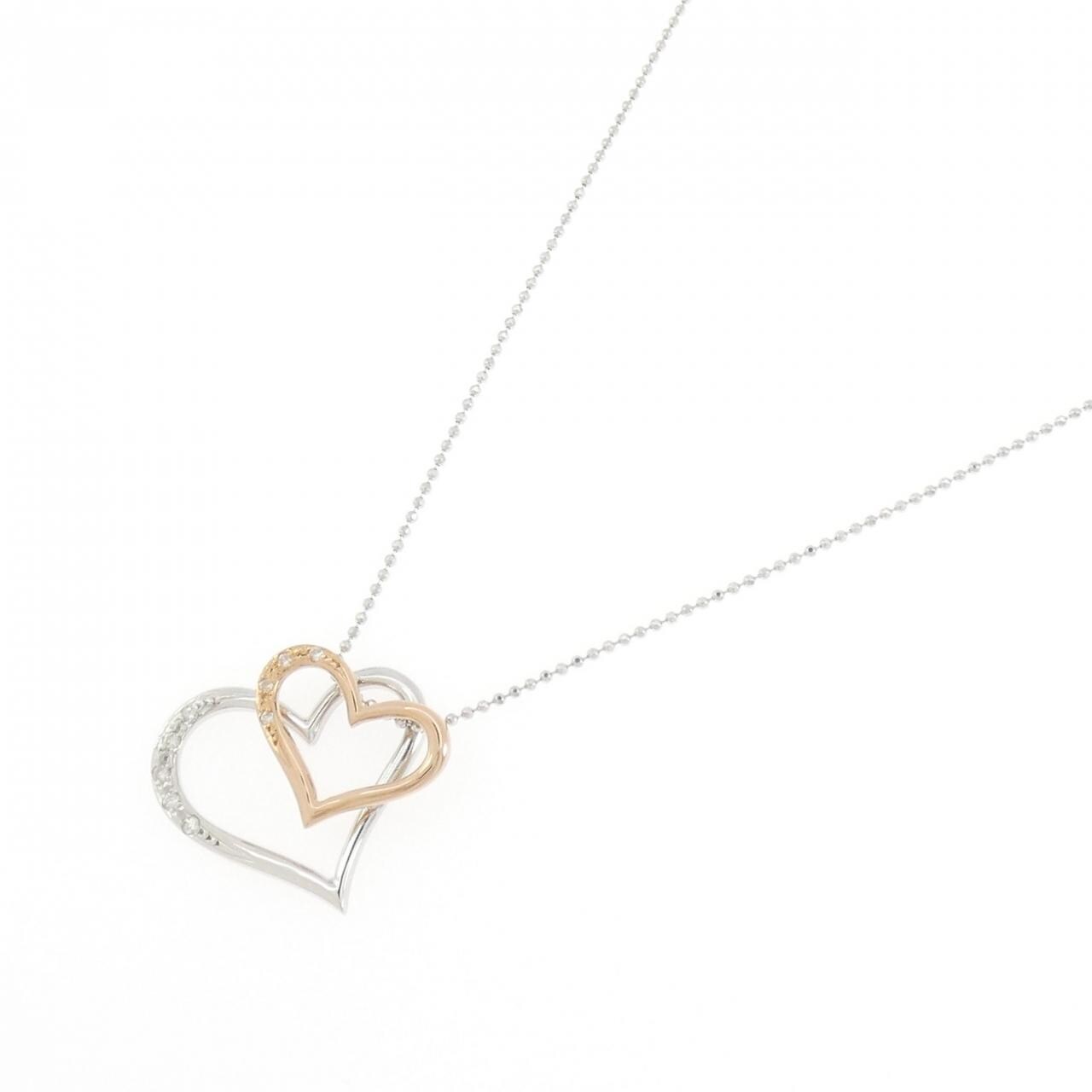 K14WG/K18PG ハート ダイヤモンド ネックレス 0.09CT