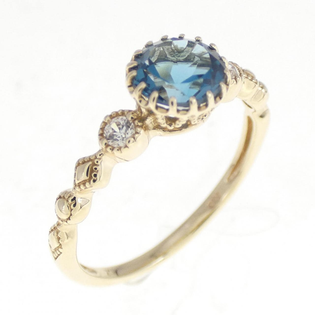 K10YG blue Topaz ring