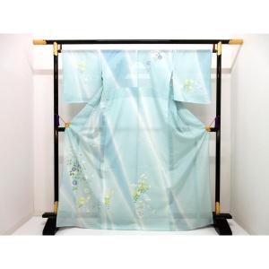 【新品】単衣　変わり絽織訪問着　友禅銀彩加工