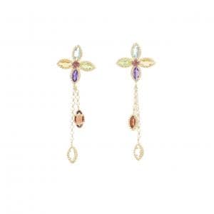 K10YG フラワー カラーストーン ピアス