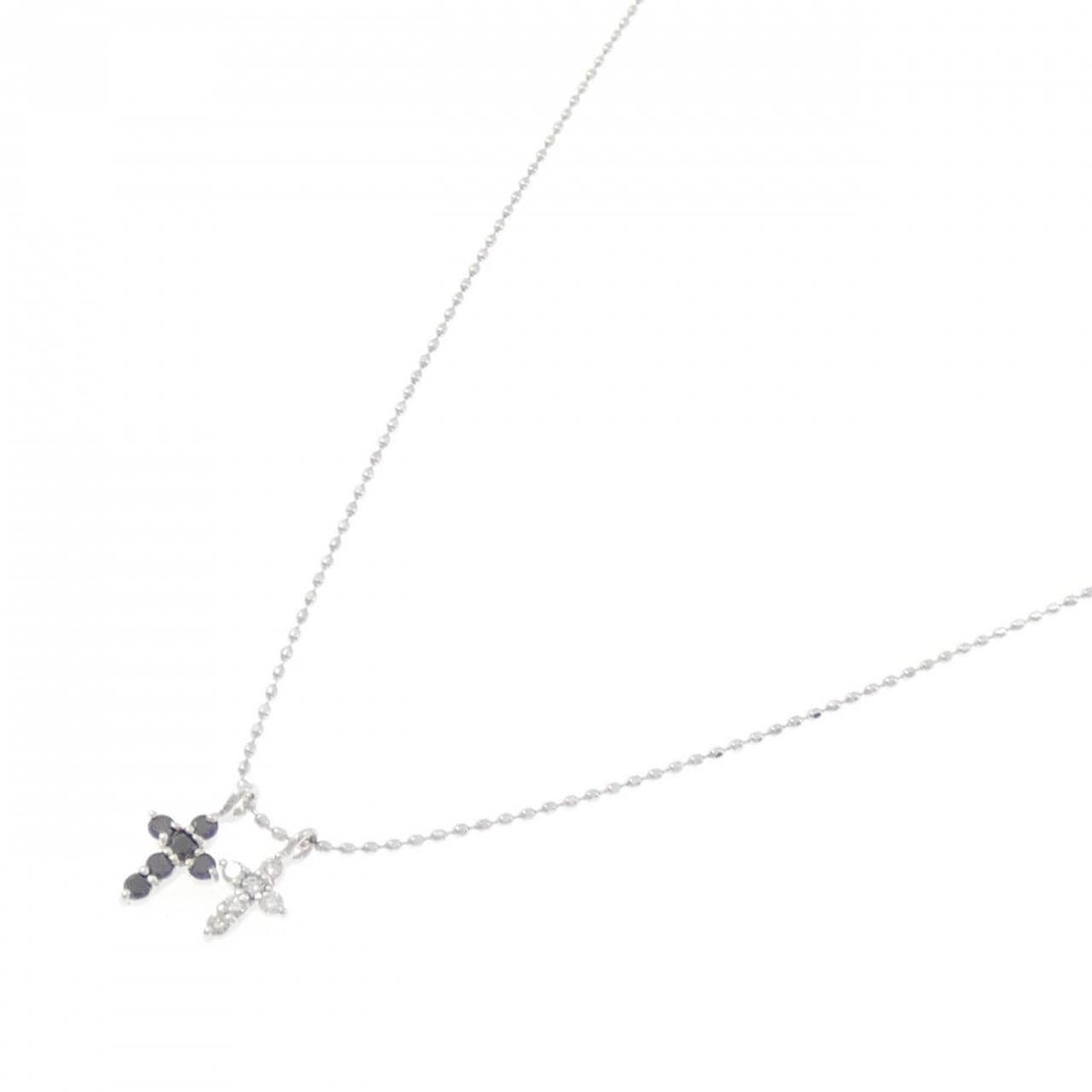 K18WG クロス ダイヤモンド ネックレス 0.05CT