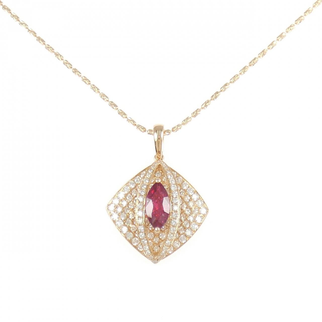 K18PG ルビー ネックレス 1.34CT