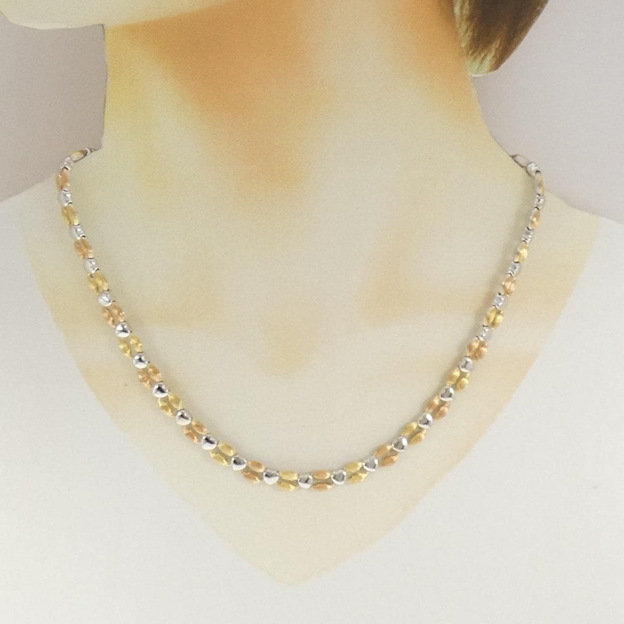750スリーカラー ハート ネックレス