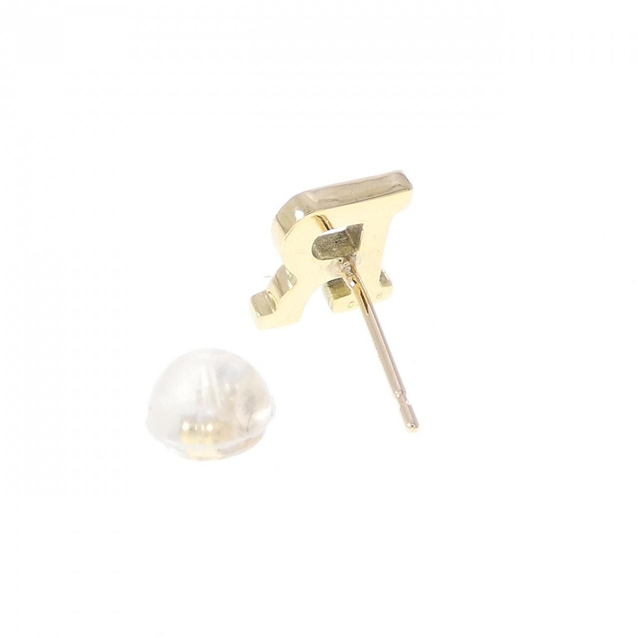 K18YG イニシャルR ダイヤモンド ピアス 0.06CT 片耳