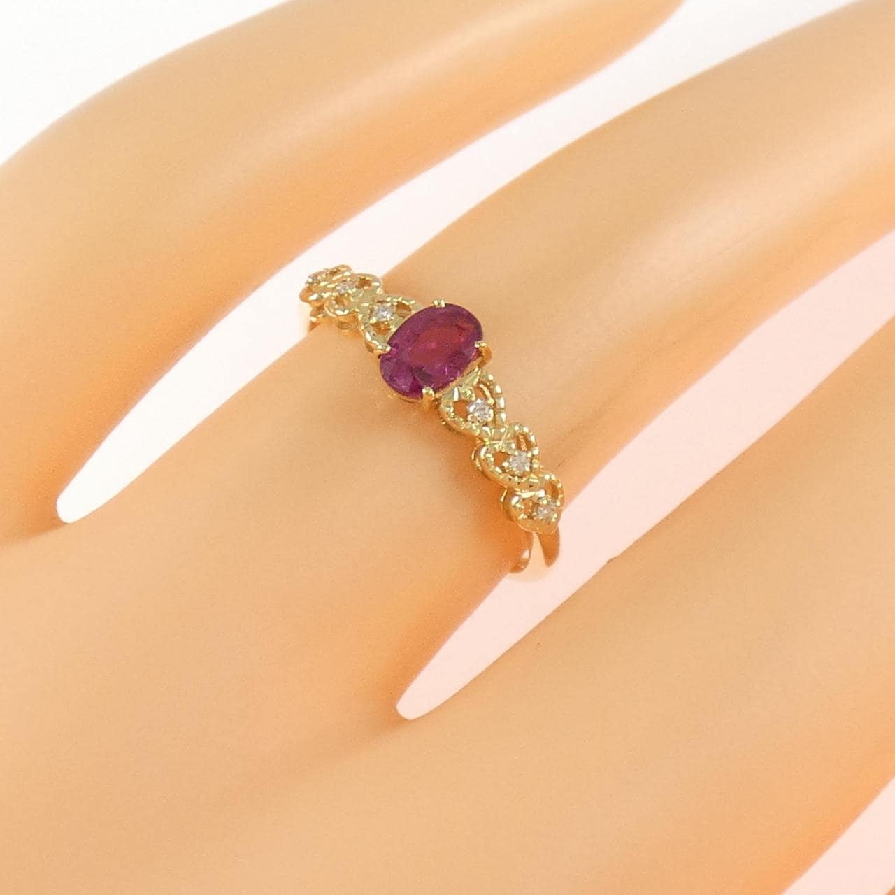 K18YG ハート ルビー リング 0.42CT