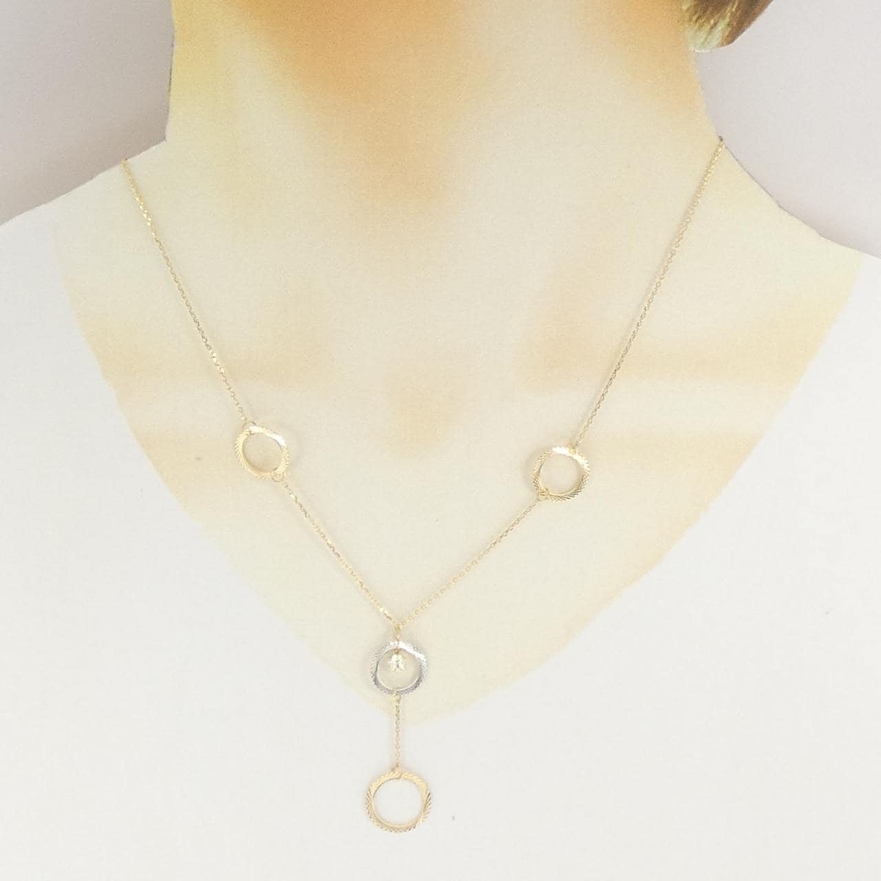 K18YG/K18WG ダイヤモンド ネックレス 0.20CT