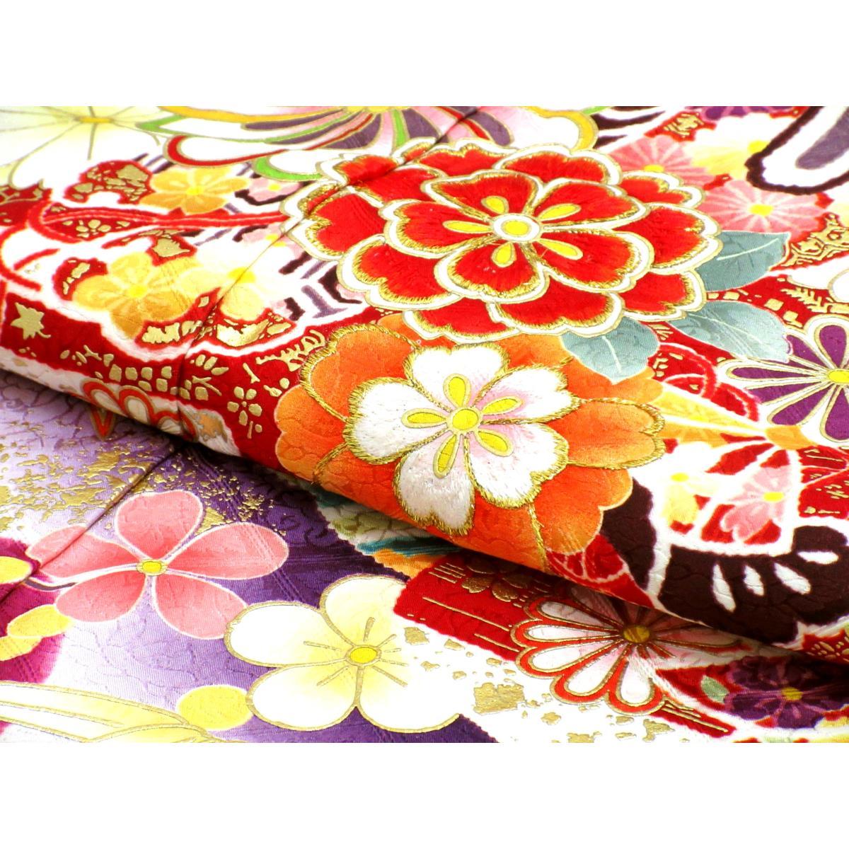 振袖　友禅金彩加工　刺繍入りボカシ染