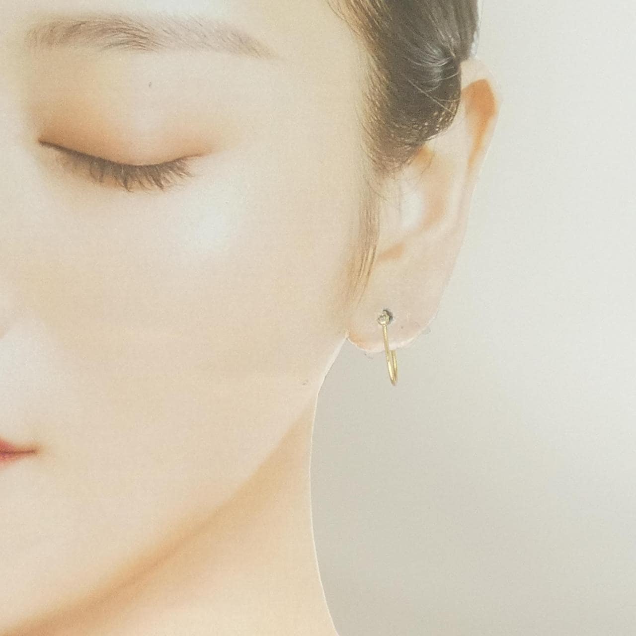 K18YG/K18WG ダイヤモンド フープ ピアス 0.04CT